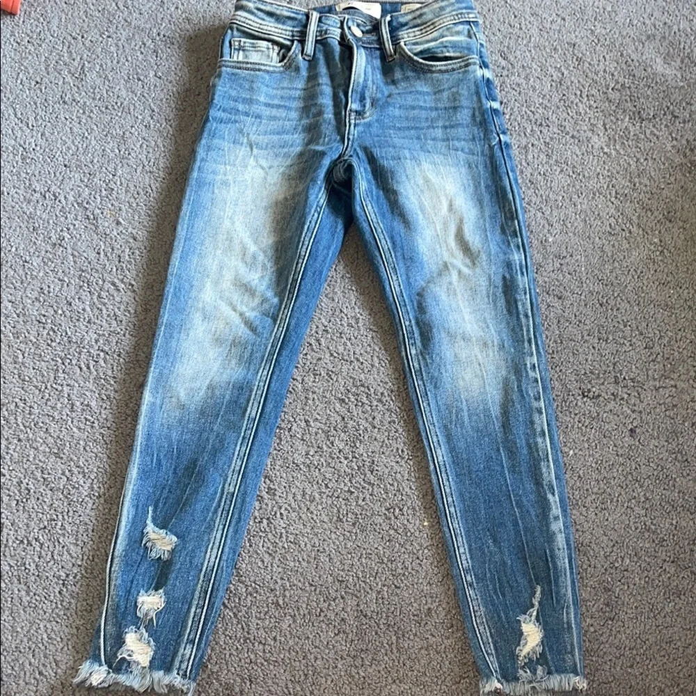KanCan Blue Distressed high rise ankle skinny Jeans